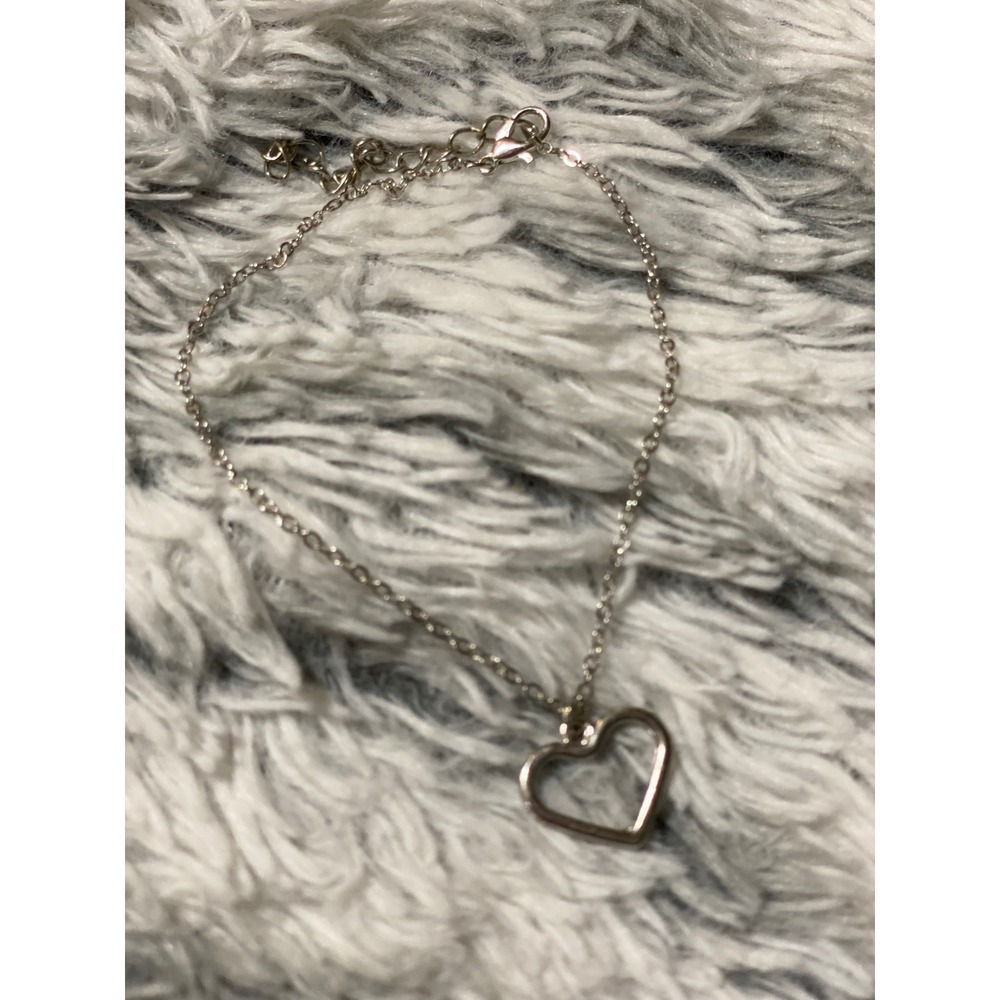 Silver Tone Heart Charm‎ Chain Anklet Trendy Minimalist Ankle Bracelet